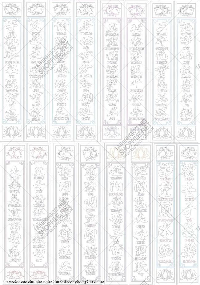 file vector cnc chu nho nghe thuat decor phong tho 